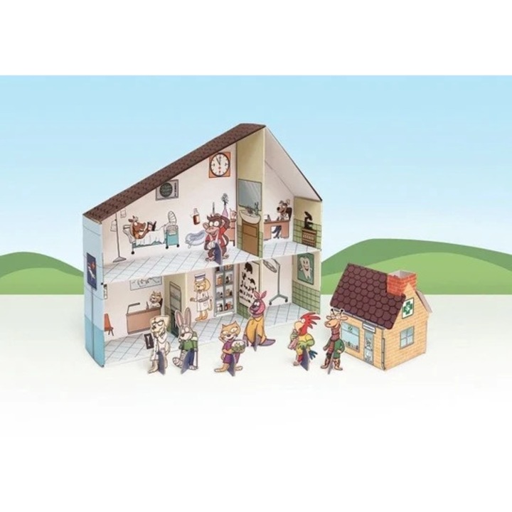 Clinica veterinară de colorat pentru copii, Tektorado, 3D, carton, 54x43x10cm