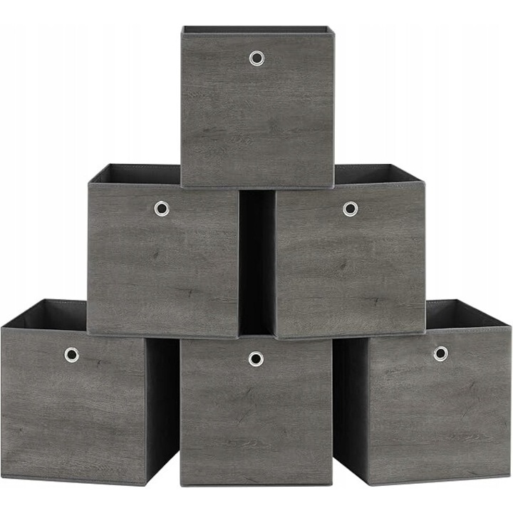 Set 6 cutii depozitare SONGMICS gri 33x33x33cm, design elegant, utilizare universala