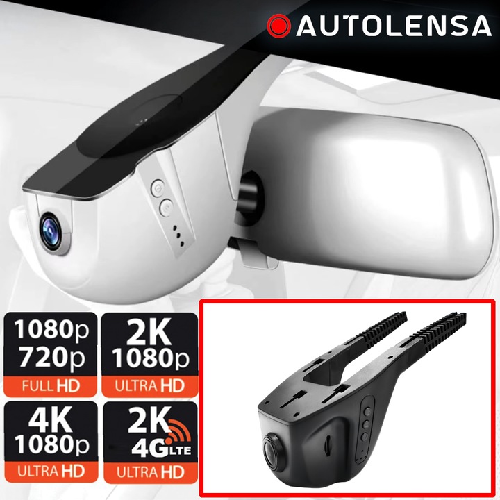 Видеорегистратор Универсален модел 300EP, Предна камера 1080p Autolensa, Модел 24/7 Черен EE300EP, Черен, Предна 1080p
