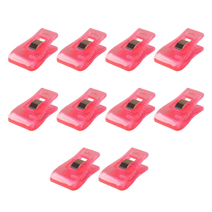 Set 10 cleme de cusut, Enforose, plastic, 3.5x1cm, roz