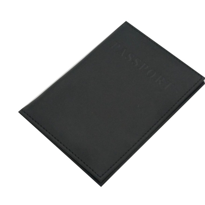Husa pentru pasaport, Enforose, piele ecologica, negru