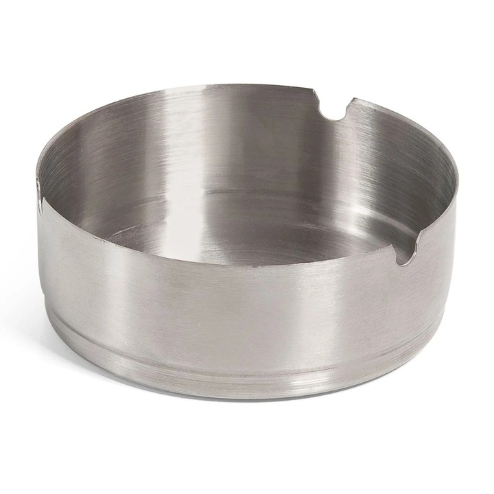 Кръгъл метален пепелник сребрист 10см