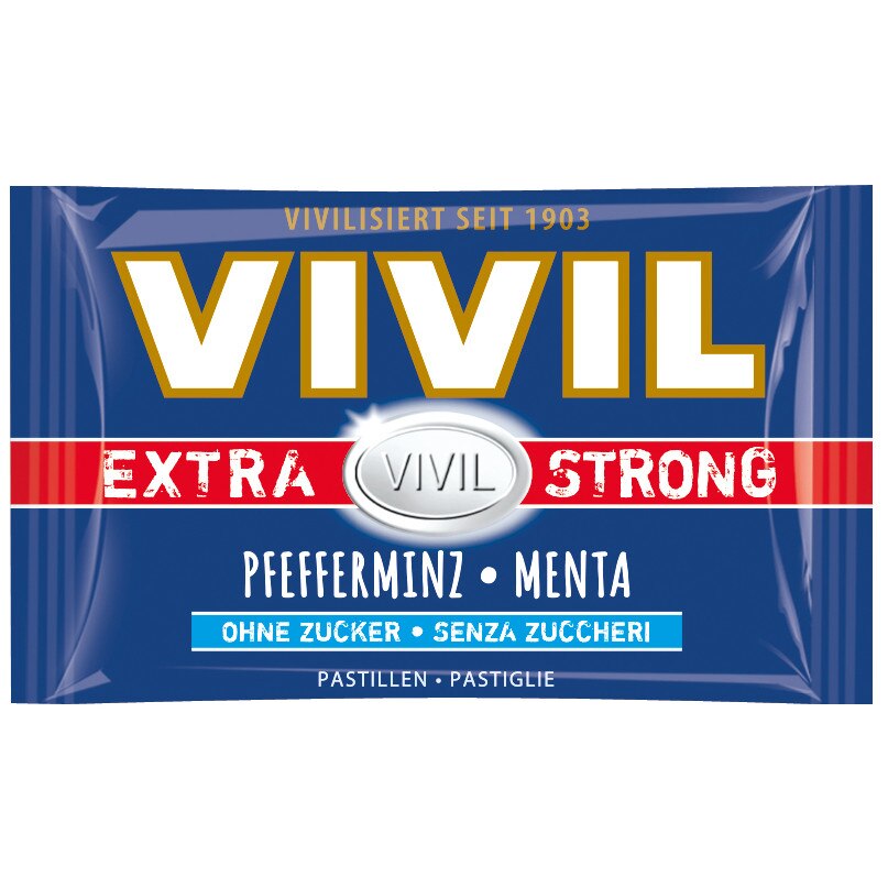 Bomboane VIVIL EXTRA STRONG cu menta naturala FARA ZAHAR 25g