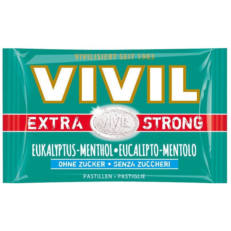 Bomboane VIVIL EXTRA STRONG cu eucalipt si mentol FARA ZAHAR 25g