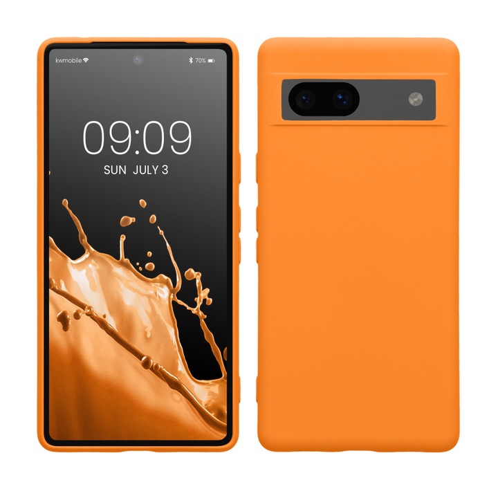 Kwmobile tok Google Pixel 7a telefonhoz, narancssárga, szilikon, 61614.15
