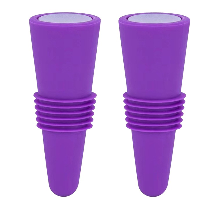 Dopuri pentru sticle de vin si bauturi, Enforose, set de 2, silicon, inox