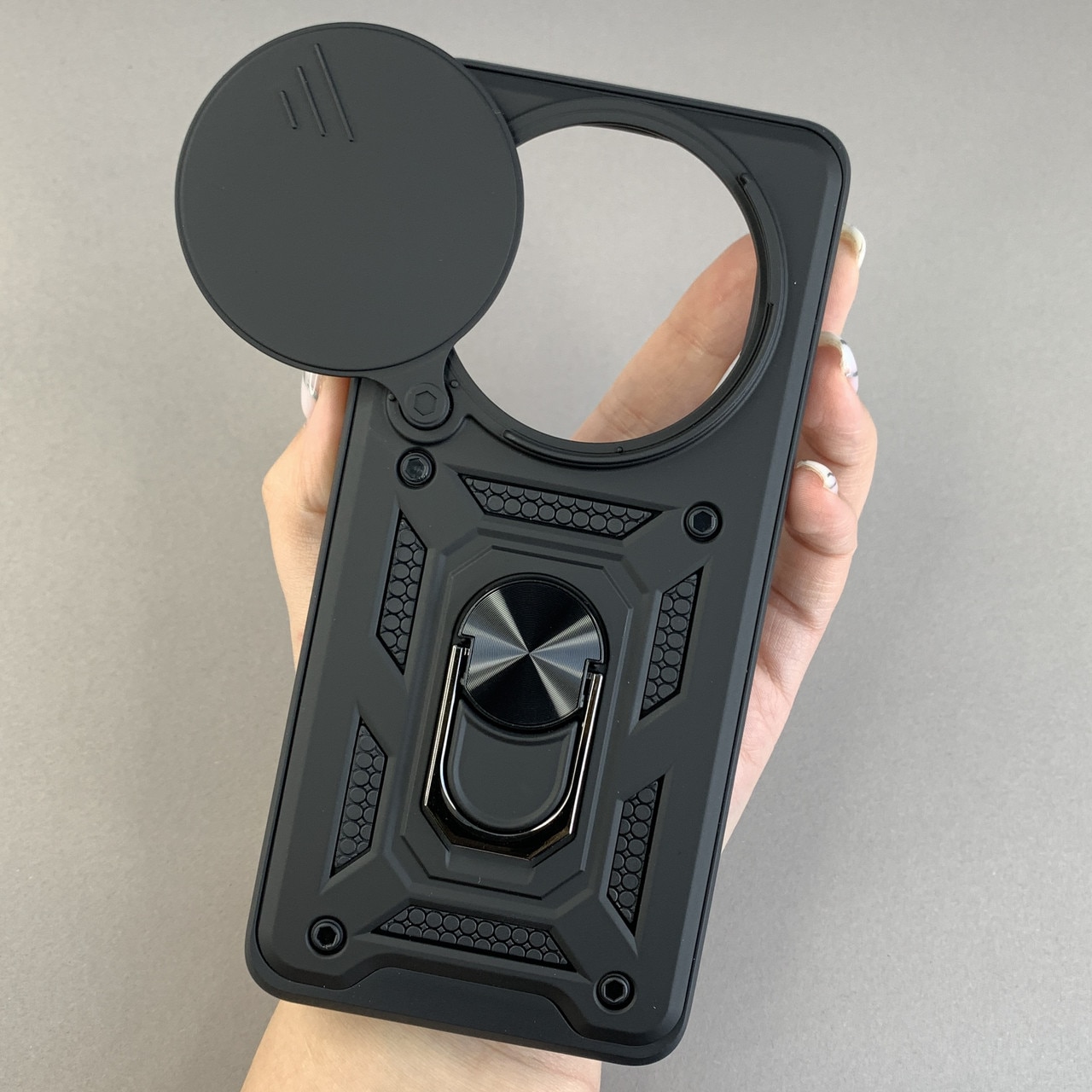 Husa telefon Mat-Tech compatibila cu Xiaomi Redmi Note 14 Pro 5G, Protectie Camera, Inel, Magnet, Anti-Shock, Rugged Protection, Negru