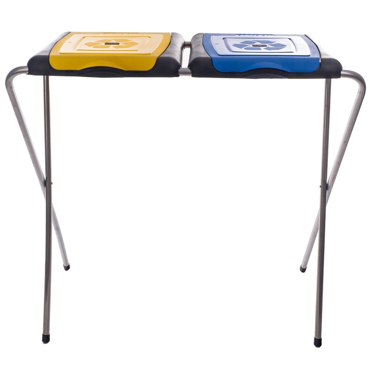 Suport pentru saci de reciclare ECOselect, 120L, stabil, plastic si metal, multicolor
