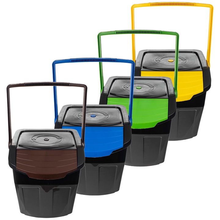 Set 4 cosuri de gunoi EcoBox, 39x25x38cm, multicolor