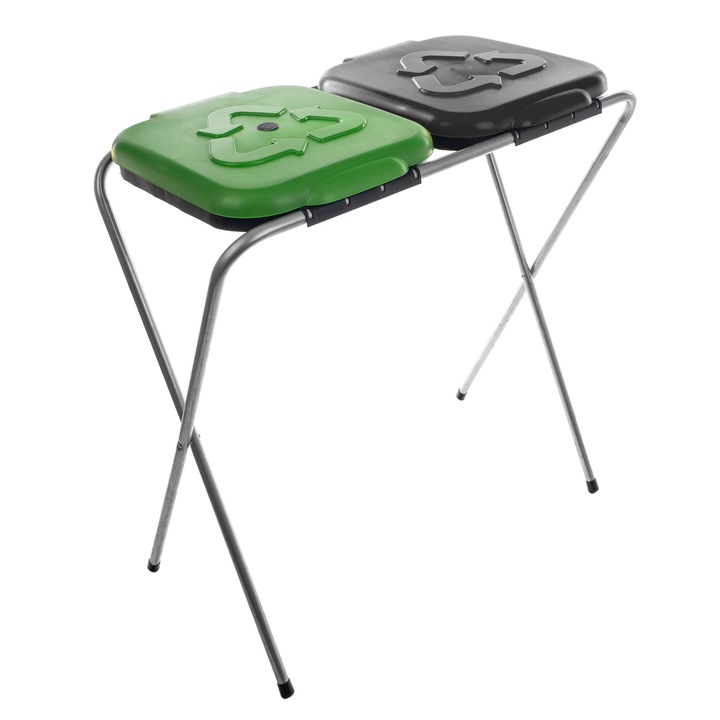Suport pentru saci de gunoi SORTEX, 120l, metalic, verde-negru
