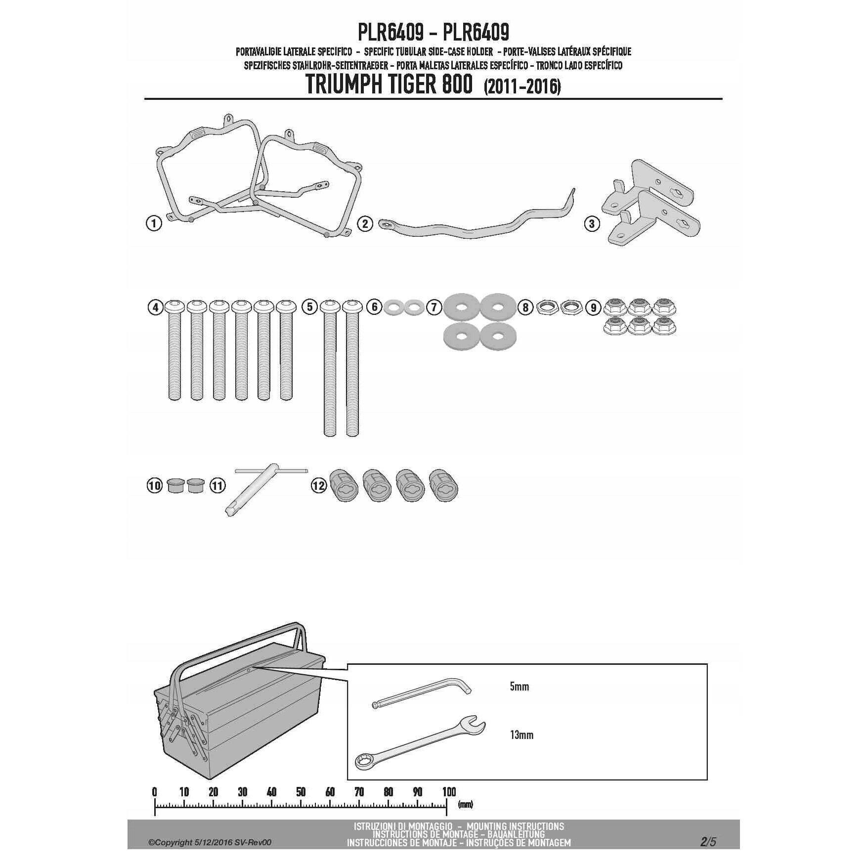 Set montaj Givi PLR6409 pentru Triumph Tiger 800/XC/XR 2011-2017