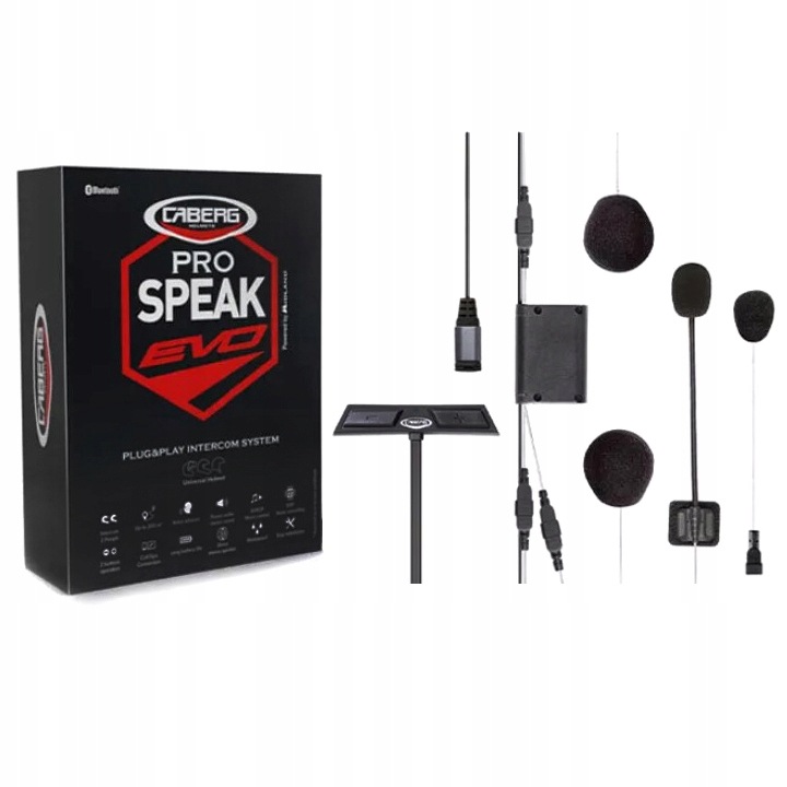 Intercom Caberg Pro Speak Evo Bluetooth 5.0, 200m, 8 ore autonomie, set complet