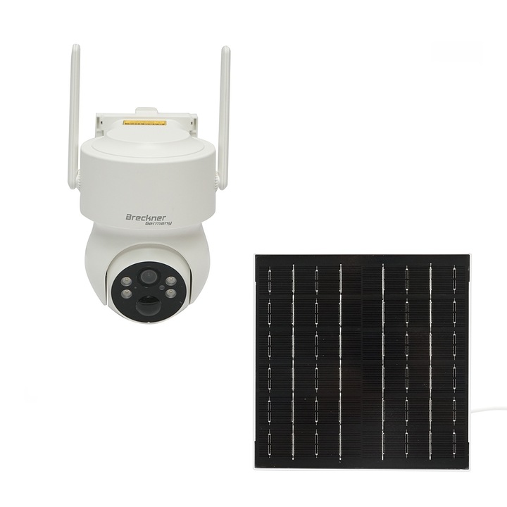 Camera supraveghere 4 MP cu panou solar 5W, baterie 18650 mAh incarcare rapida, WIFI 2.4 GHz, rotativa 360 grade PTZ cu senzor de miscare, detectie umana PIR, alarma, night vision si aplicatie iCSee