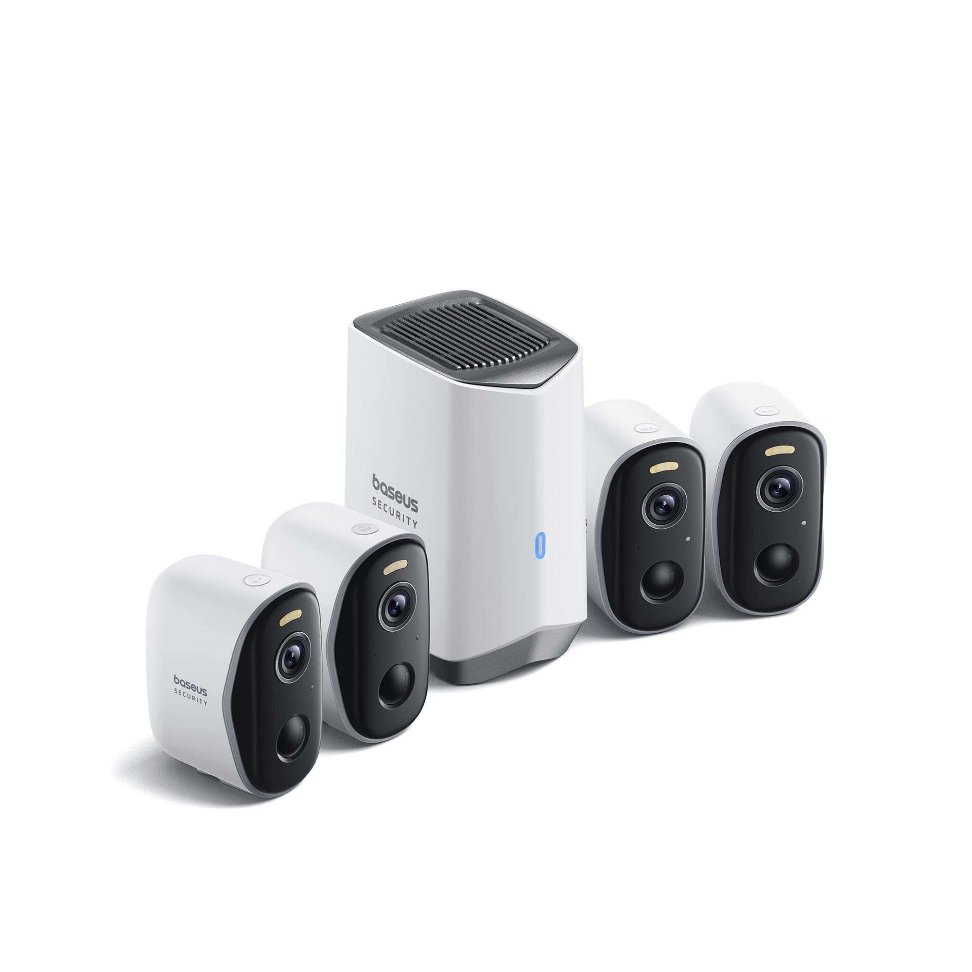 Kit camera de supraveghere wireless Baseus Security N1 Plus HomeStation H1 + 4 camere video, 2K, 8x Digital Zoom, Smart Detection, Baterie 10500 mAh, IP67