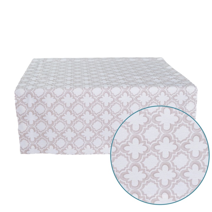 Foltálló asztali futó Bosfor Decor, Royal minta, Krém, Foltálló pamut, 50 x 120 cm