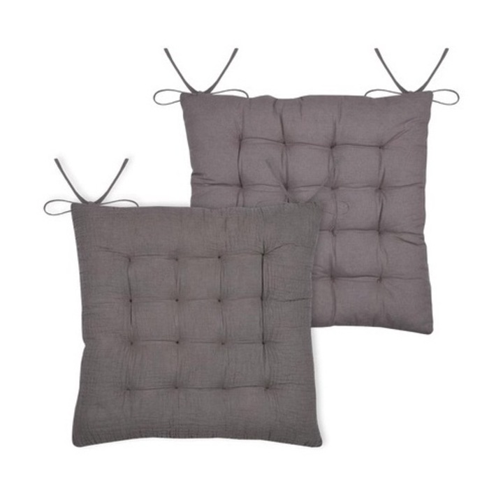 Perna pentru scaun cu legaturi Coline, 100% bumbac, 38 x 38 cm - alunite