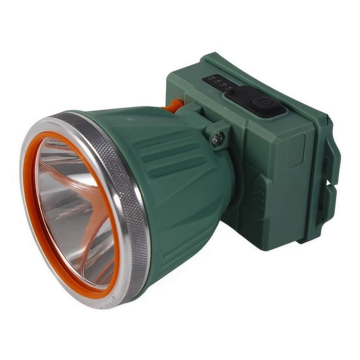 LED стойка за челник, ОПТИМАЛНО РЕШЕНИЕ, с голям обхват на увеличение, зареждаща се през USB, телескопичен фар, водоустойчив, регулируем, равномерно осветление, за риболов, къмпинг, туризъм, силна светлина, 10,5 x 8 x 6,5 cm, зелен