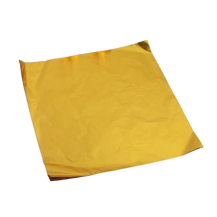 Folii alimentare din aluminiu, set 100 buc, 20x20x0.03cm, aurii