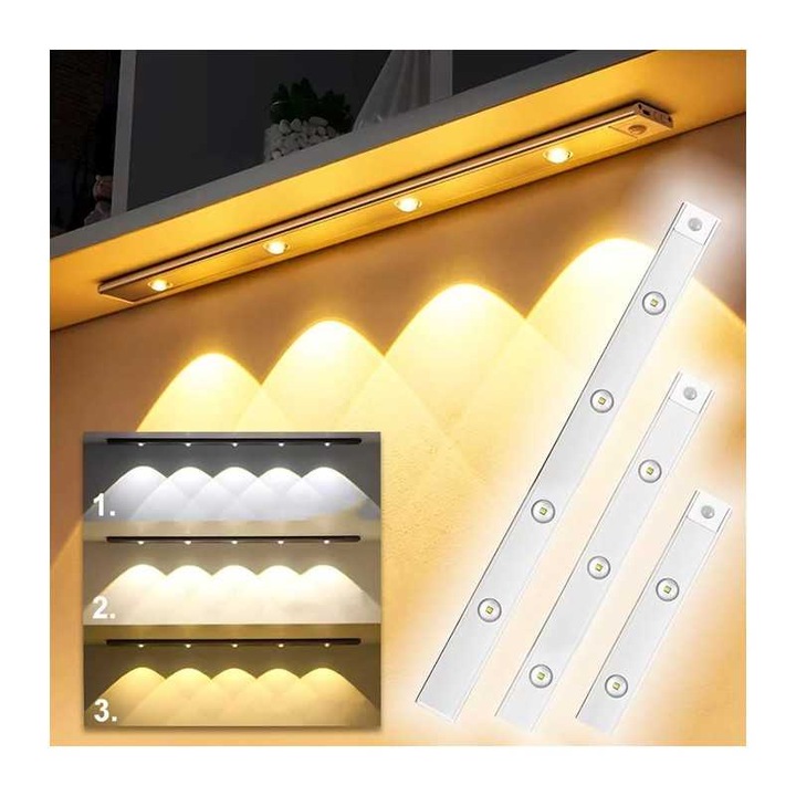 SUEVA® LED спот със сензор за движение 30cm 5v 3 функции Топла/Студена/Неутрална светлина Лесен за инсталиране, магнитен