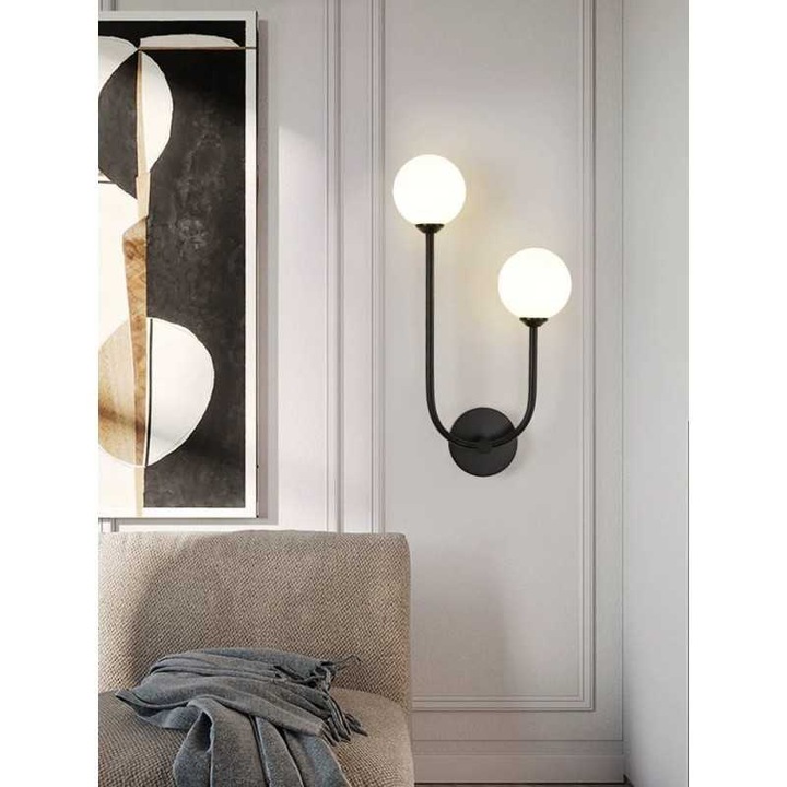 Aplica SUEVA® Cu Fasung E14 Max 60 W x 2 Glob Mat Alb