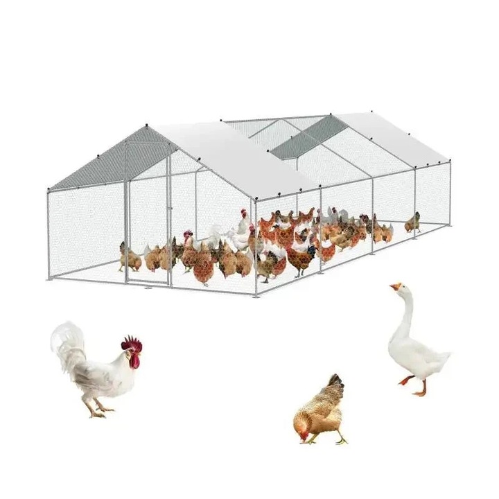 Fém baromfiól, vízálló hatszögletű háló, fém, 6x3x2m, ezüst