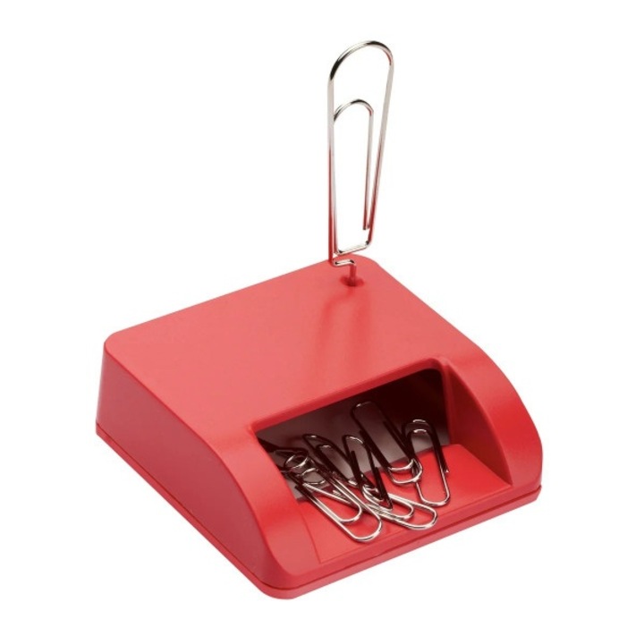 Set 2 bucati, Suport magnetic pentru agrafe de birou, pentru un birou organizat, Rosu