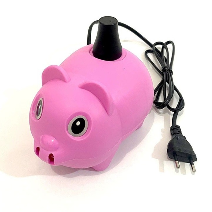 Pompa Electrica Pentru Umflat Baloane, 380 W, Plastic, Model Purcel, 15.5 cm x 11.3 cm x 13.6 cm, Roz unicorn