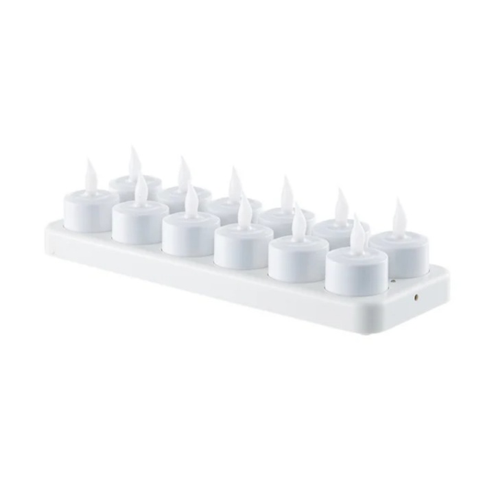 Lumini fara flacara - Enforose, set 12 becuri LED reincarcabile intermitente