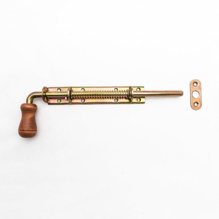 Резе, BKshop, Пружинен молив Wspu 250 с дървена дръжка 250x30 mm, метален материал, използван за врата, хром златисто/кафяв