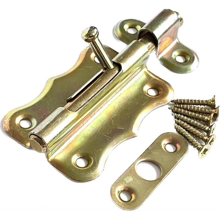 Резе, BKshop, Wo 70 кръгла болтова брава 70x50 mm, метален материал, използва се за врата, шкаф, прозорец, рафт, маса, 100 g, златен хром