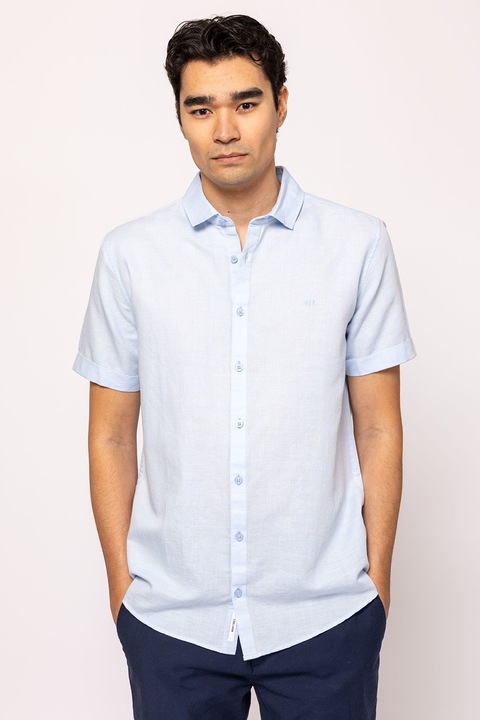 Heavy Tools, Camasa de in si bumbac cu maneci scurte, Albastru glaciar