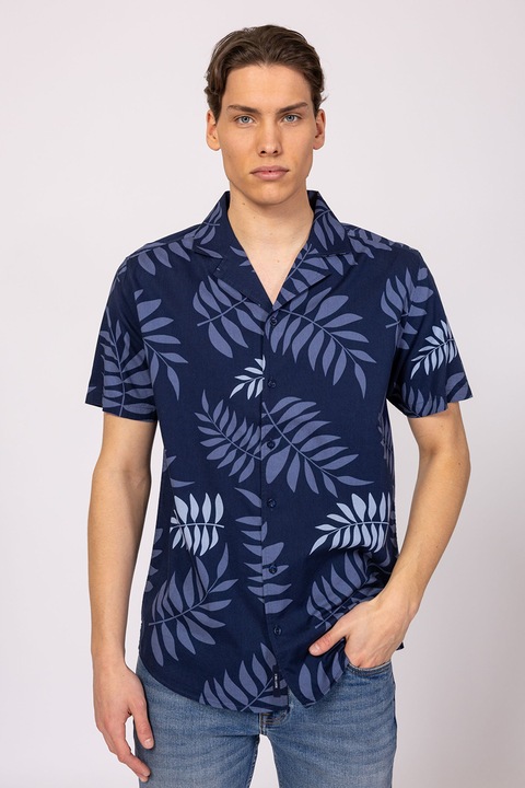 Heavy Tools, Camasa din amestec de bumbac cu imprimeu, Bleumarin, XL