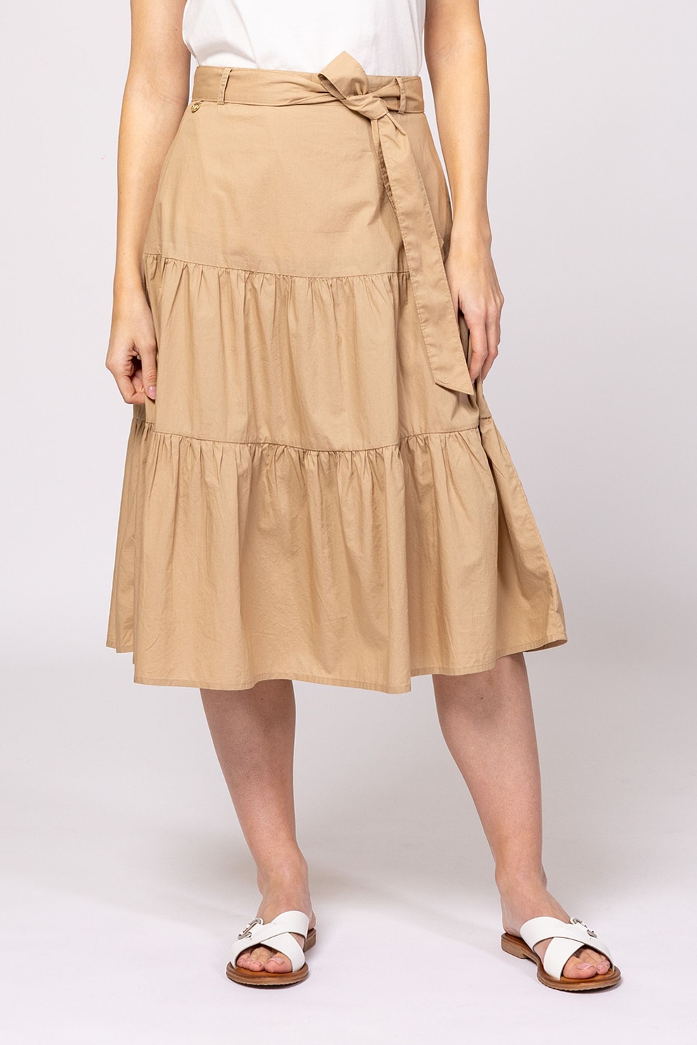 Heavy Tools, Fusta midi cu model uni Nikla, Maro nisip, M