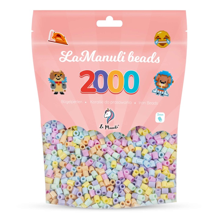 Margele de Calcat La Manuli 2000 Bucati – Pastelate, 5 mm, Punga Resigilabila