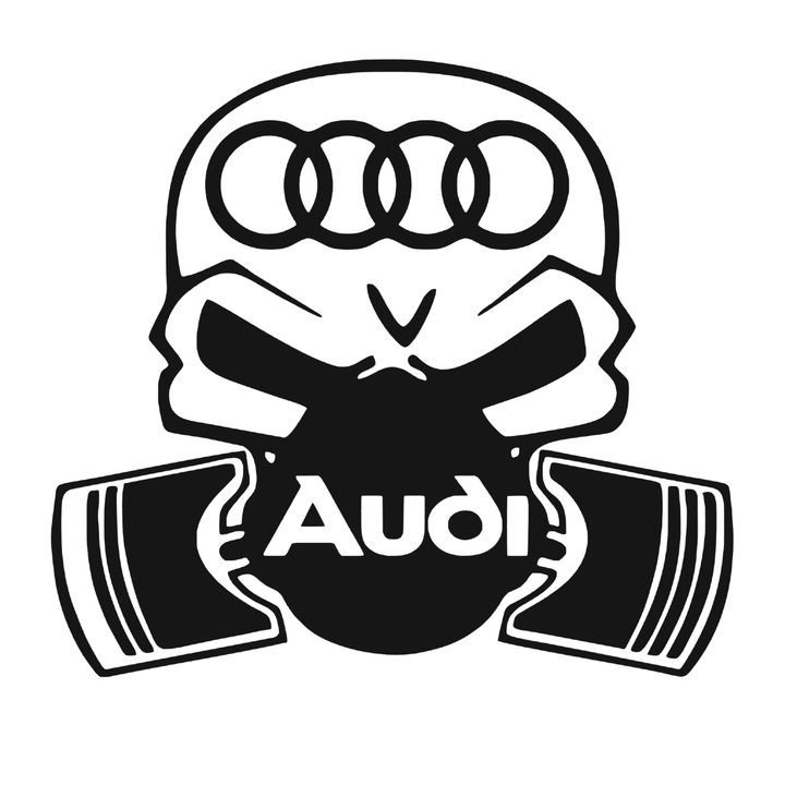 Sticker auto AUDI skull - craniu masca - masca de gaz - toxic, Negru