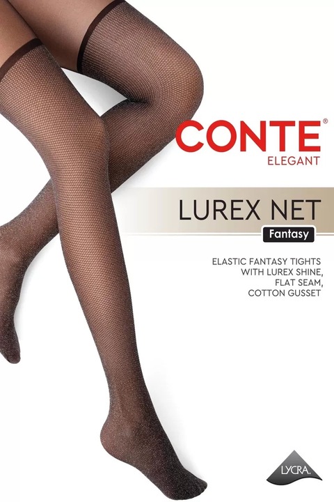 Dresuri cu imitatie banda adeziva din plasa fina si lurex, Conte Fantasy Lurex Net