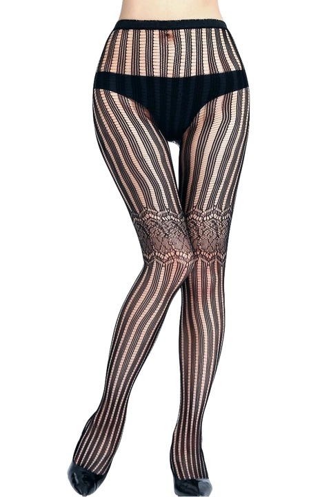 Ciorapi din plasa cu model WK03 49745, Negru, S-L