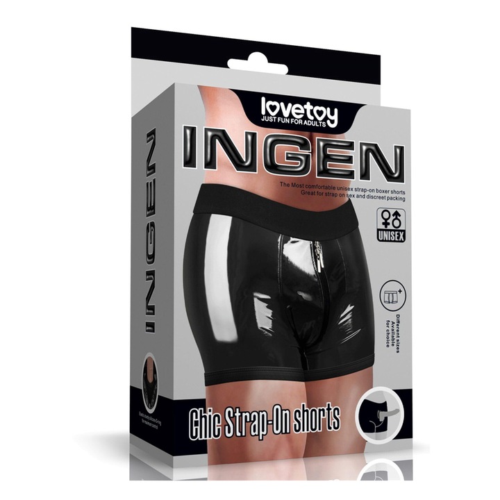 Sort Strap-On Chic, LOVETOY, negru, 36-39 inch talie, material elastic