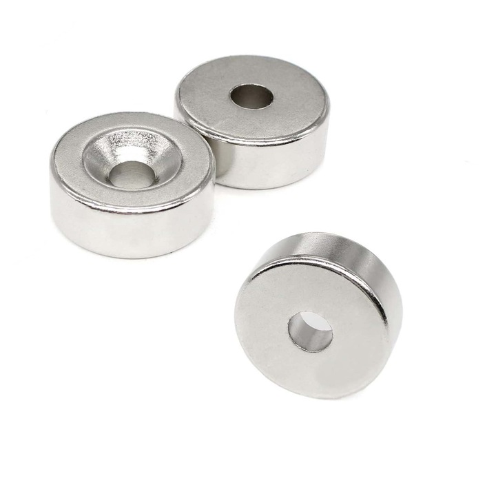 Set 3 bucati magneti pentru surub, rotund foarte puternici, gri, disc, 15 mm X 4 mm, dalimag