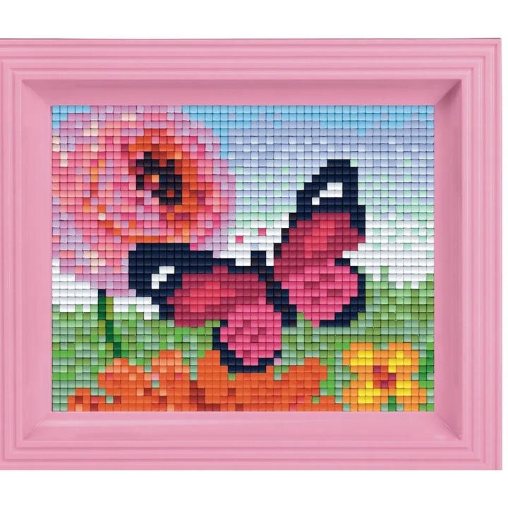 Set PixelHobby Premium – Fluture si Flori, 40 x 50 pixeli, Multicolor | Kit mozaic pentru copii si adulti
