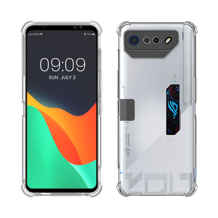 Kwmobile tok Asus ROG Phone 7 Ultimate telefonhoz, átlátszó, szilikon, 61512.03
