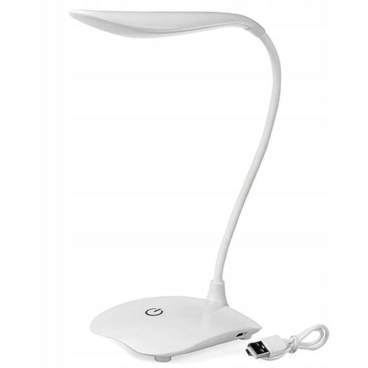 Lampa de birou, Steinmedia, Independenta, Led usb tactila, Alba, Brat flexibil, Baterie incorporata, Trei niveluri de luminozitate, Control tactil