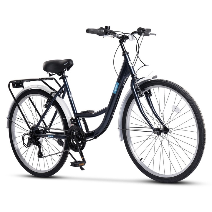 Rich Alpina JSX2632 MTB градски велосипед, предна/задна V-образна спирачка, 26 инча колела, предни/задни калници, багажник, 21 скорости, син