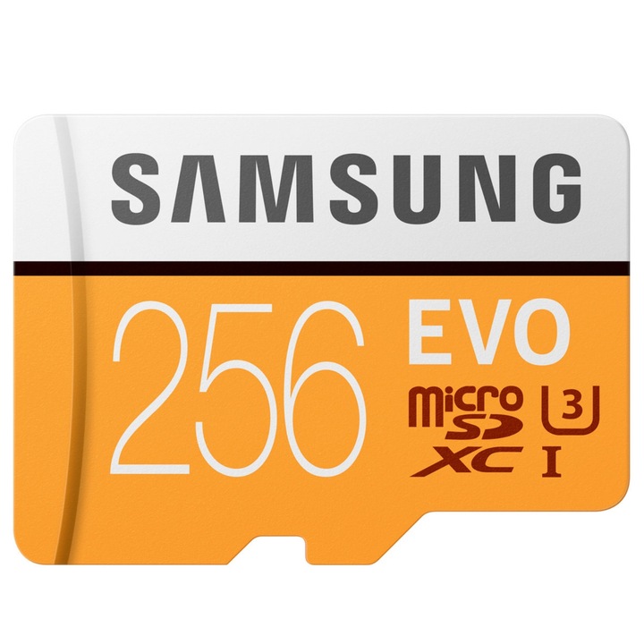 Card de memorie Samsung MicroSDXC EVO, 256GB, Class 10, UHS-I (U3) + Adaptor