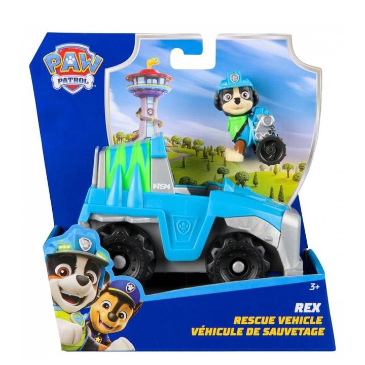 Vehicul de jucărie, Spin Master, Paw Patrol, Rex, multicolor, 20x20x7.5cm