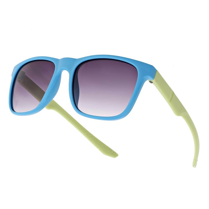 Ochelari de soare copii, STKD-08E, albastru-verde, set cu etui, dimensiuni 11.9x4.3cm