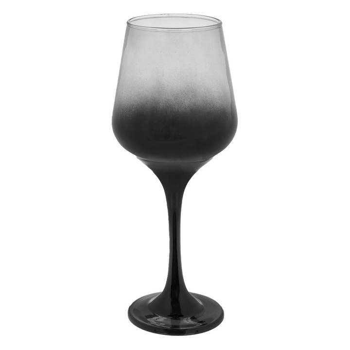 OEM Fekete "füst" pohár, borhoz, szárral, 410ml
