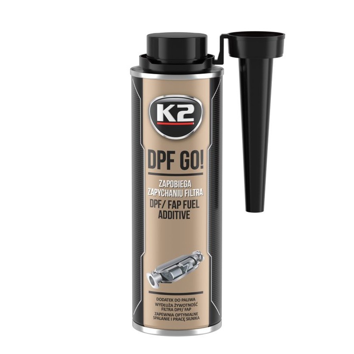 Aditiv auto K2 DPF Go! 250ml, regenerare filtru DPF, eliminare funingine