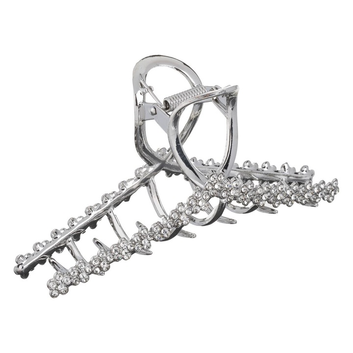 Ezüst hajcsat strasszokkal nőknek 12cm