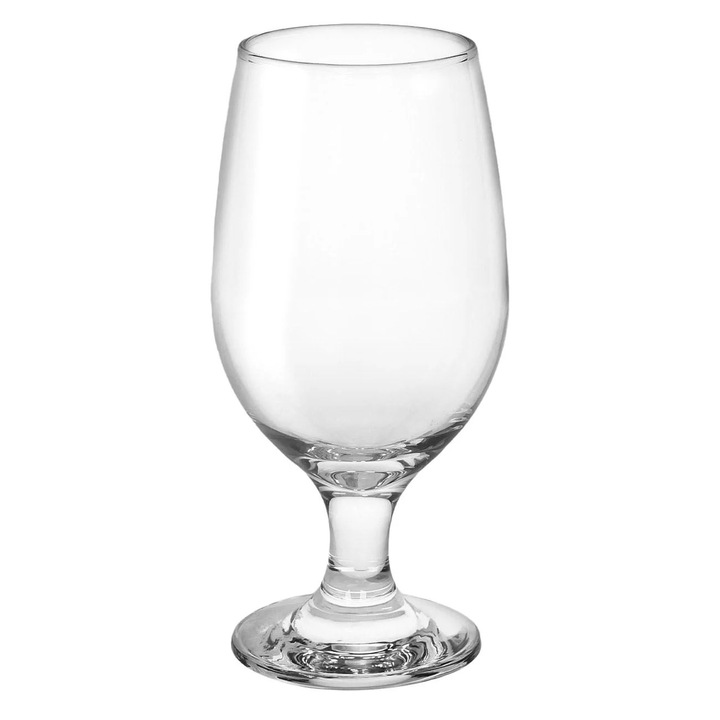 Pahar Bere din Sticla Transparent cu Picior "Maldive" 370ml